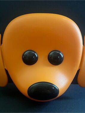 Kids IKEA SMASKA Orange Dog Face Storage Container with Black Accents